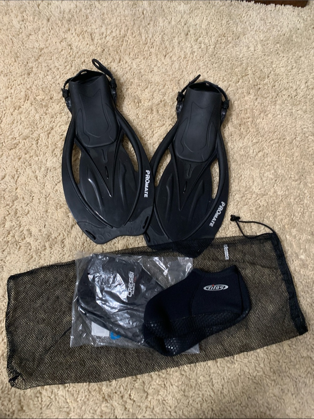 Promate Black Open-Heel Snorkel Fins